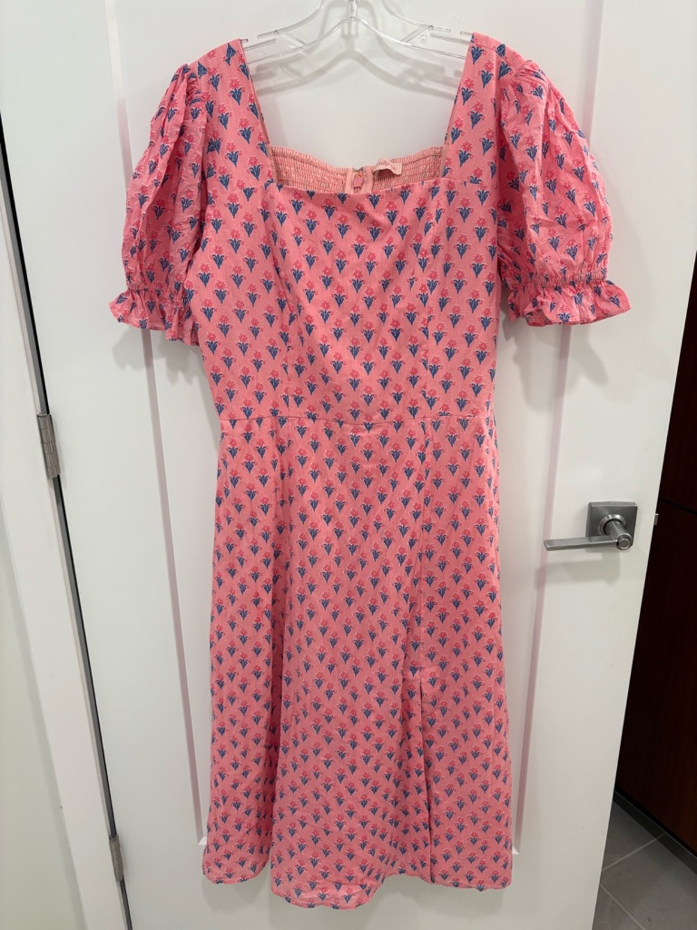 Ivy City Co Pink Catalina Floral Smocked Milkmaid Prairie Midi Dress With Slit - Picture 2 of 14